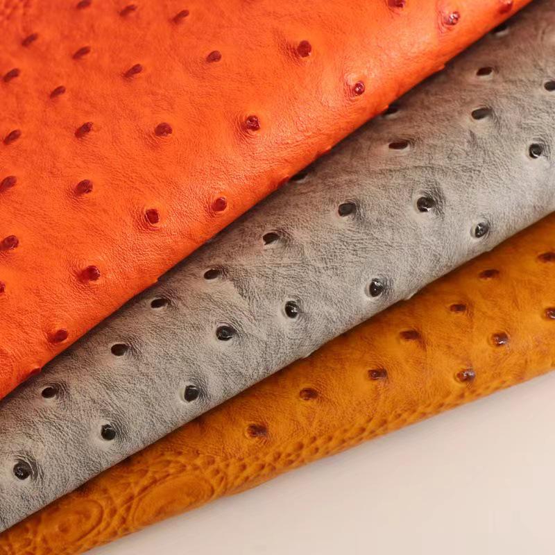 Umweltfreundliches hydrolysebeständiges 0,9 mm PVC-Leder mit Straußenmuster für Gepäck, Handtaschen, Möbel, Geschenkboxen und Gürtel
