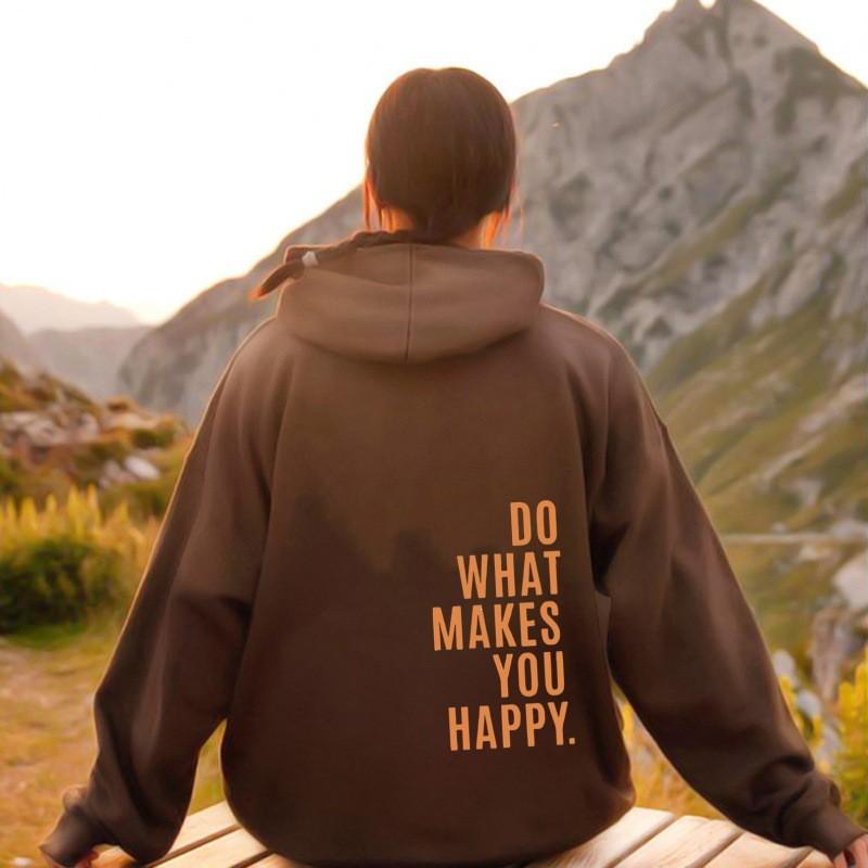 Womens Hooded Sweatshirt Streetwear Loose Fit Long Sleeve Printed Pullover Casual Top