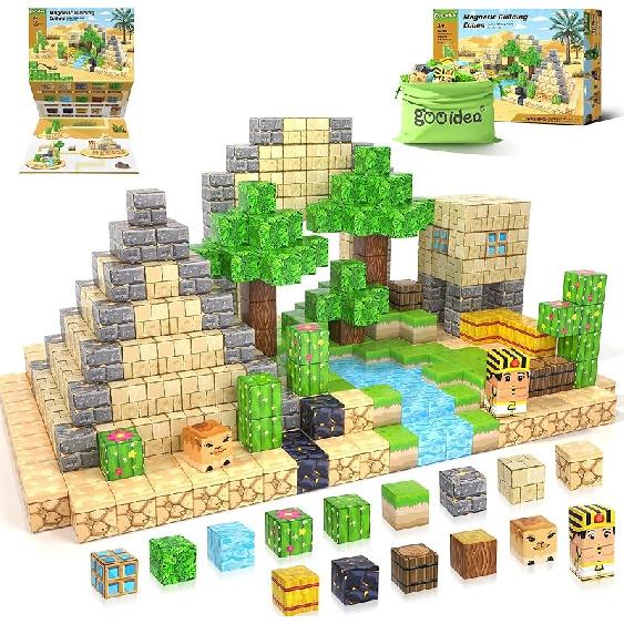 Large Magnetic Blocks Kids Toys, Sensory Learning Toys, Mine Magworld Building Craft, Desert Construction Set, 1“ Magnetic Building Cubes, Game Desert Building Craft