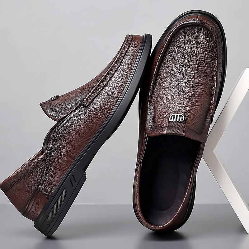 New autumn sheepskin men's beanie shoes genuine leather loafers men's casual leather shoes high-end single shoes round head men's shoes