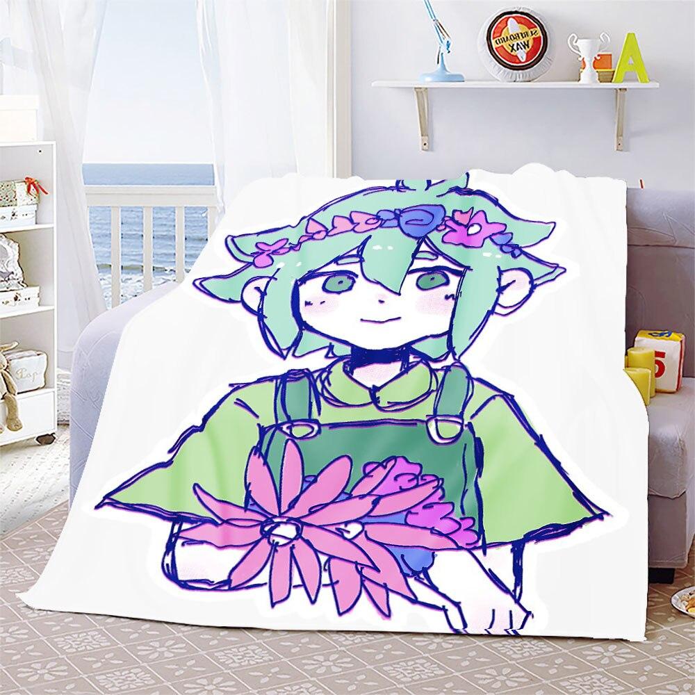 Omori Game Throw Blanket Omori Cat Cartoon Friends Funny Flannel Blankets Bedroom Living Room Sofa Cover Bedspread Omori Blanket