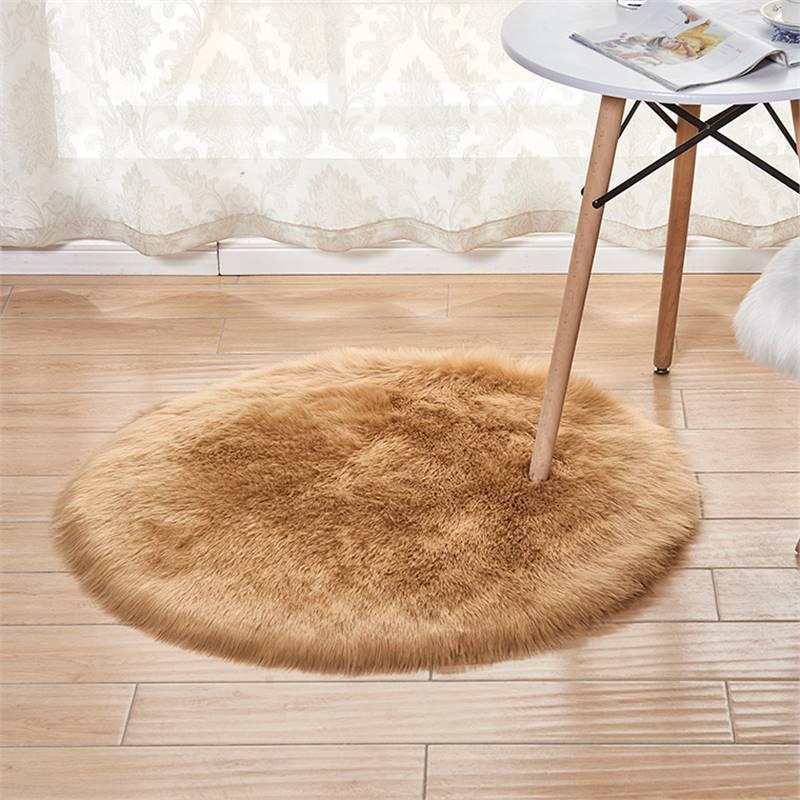 Runder Faux-Wolle Shaggy Teppich für Wohnzimmer, Schlafzimmer oder Yogaraum