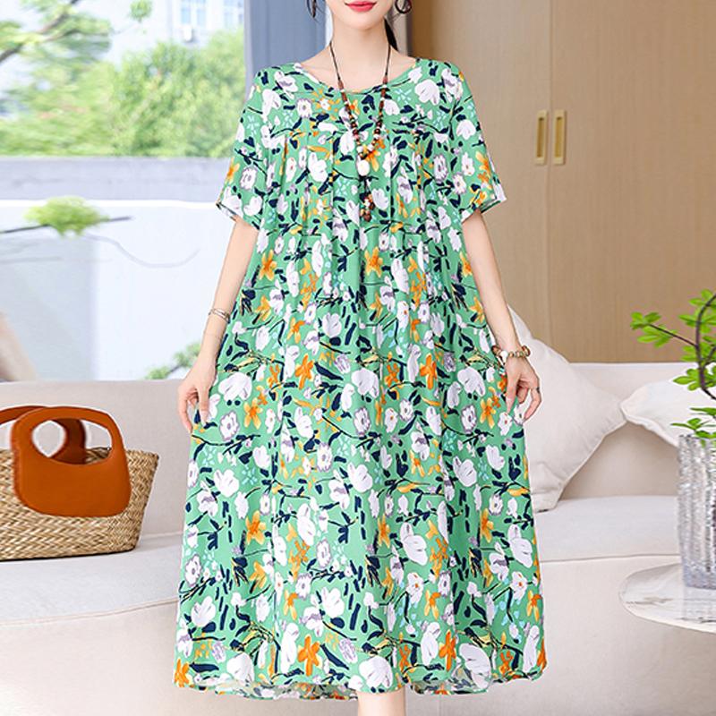 Summer Oversize Dresses Elegant Short Sleeve Plus Size Long Dress Women