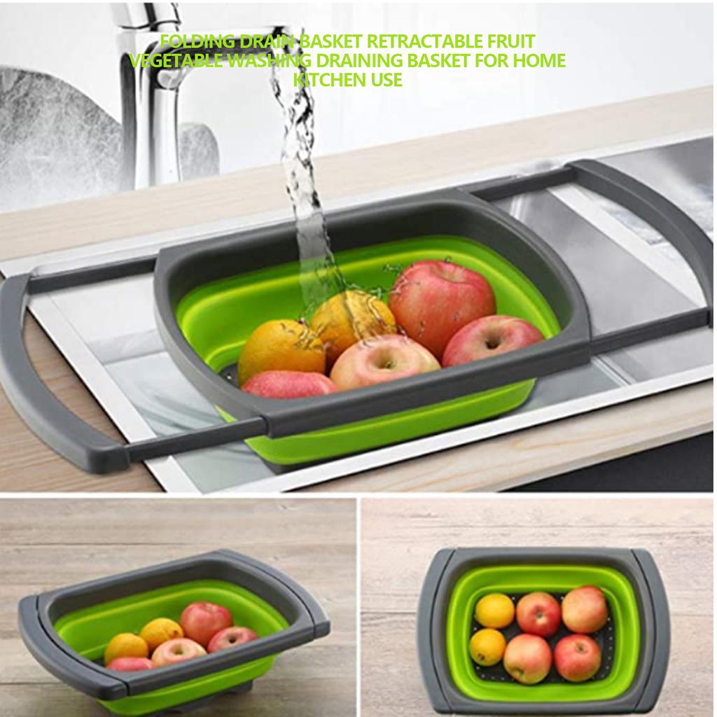 Folding Drain Basket Retractable Fruit Vegetable Washing Draining Basket for Home Kitchen Use