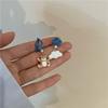 Blue bear + cloud asymmetric stud earrings~ cute cartoon earrings girl soft girl earrings earrings trendy earclips