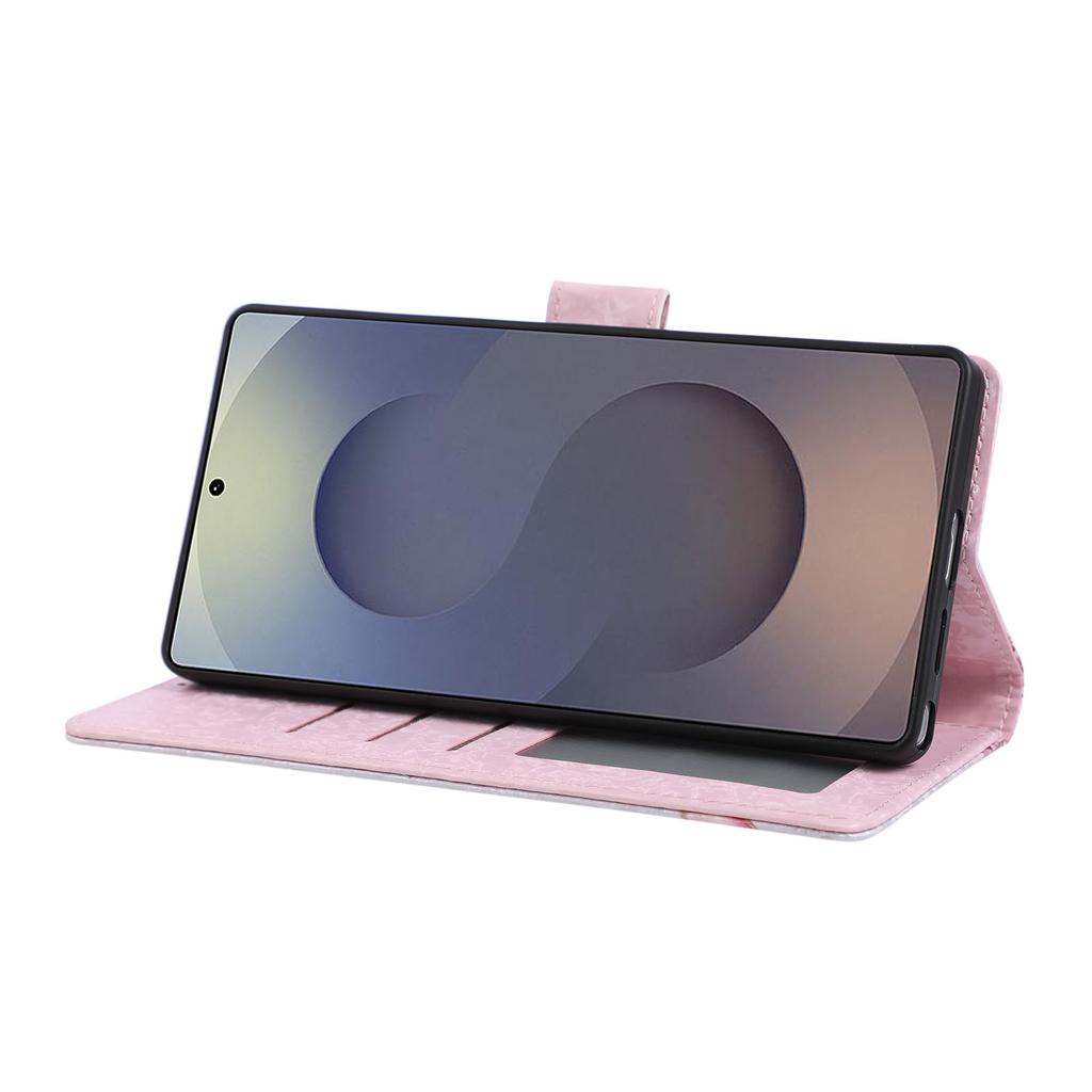 Etui dla Samsunga Galaxy S25+/S24+ Blokujące RFID Skórzane Etui na Telefon z Kwiatowym Wzorem