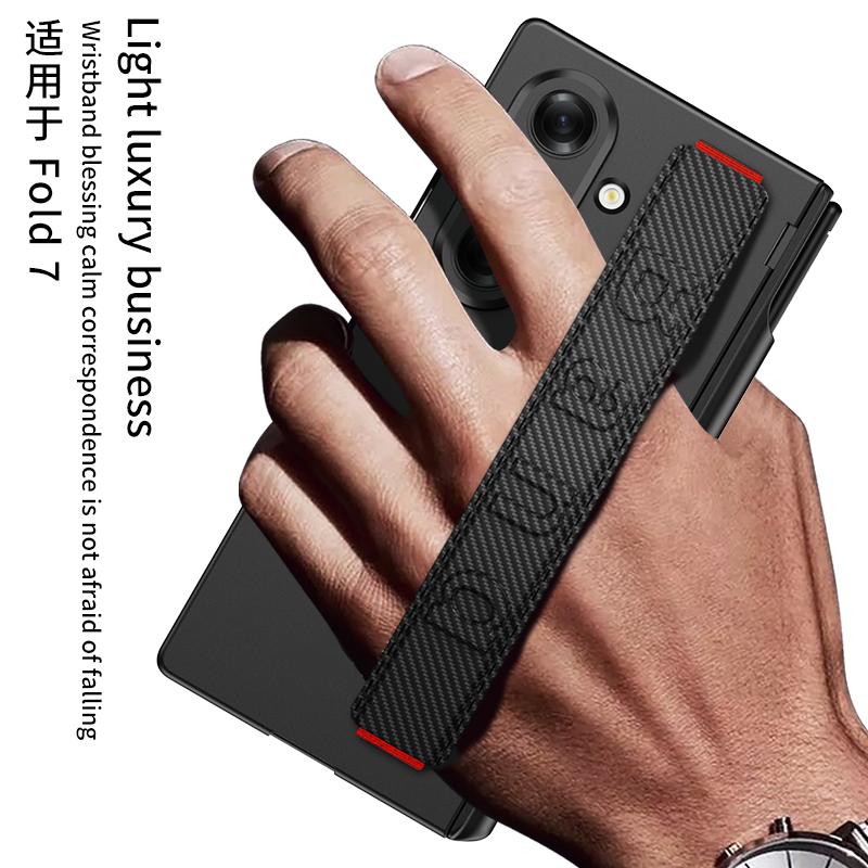 Custodia con Cinturino da Polso e Cerniera Magnetica per Samsung Galaxy Z Fold 7 6 5 con Porta Penna Copertura Protettiva in Vetro per Custodia Galaxy Z Fold7