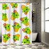 Adorable Cactus Decor Shower Curtain for Bathroom Green Succulent Pattern with Flower Pot Design for Kids Room or Living Space D