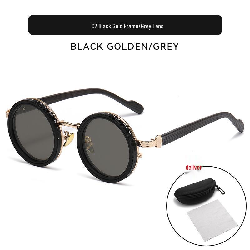 

ND9 Men s Adjustable Polarized Sunglasses: Rotating Light Reduction, Round Frame, Wood Grain Temples. As shown in detail page