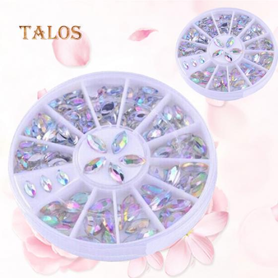 Women's Colorful DIY Nail Art Tips Glitter Crystal Stone Decoration Wheel Nail Care
