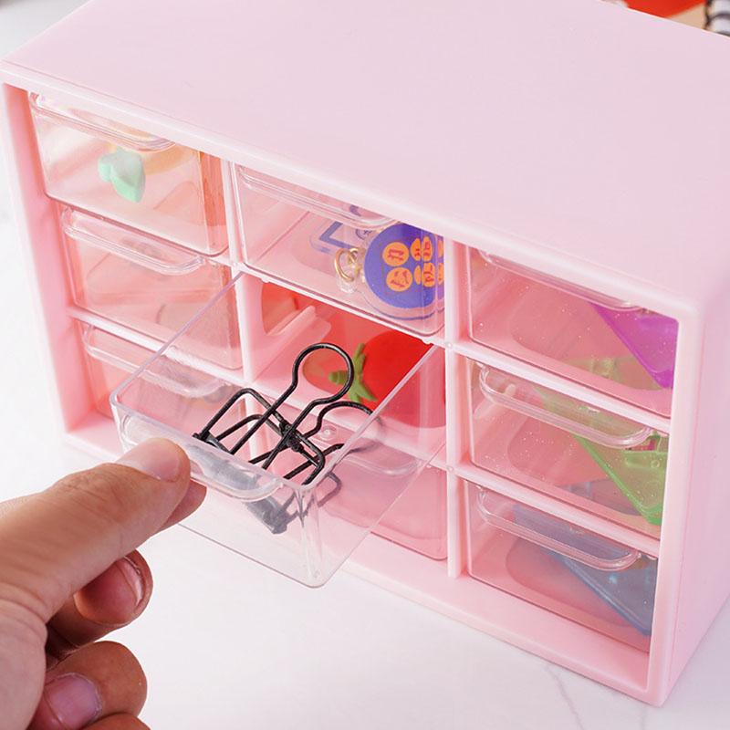 Stolní úložný box na mini zásuvky, stohovatelný úložný box s devíti čtvercovými přihrádkami, úložný box na sponky do vlasů/samolepky/šperky