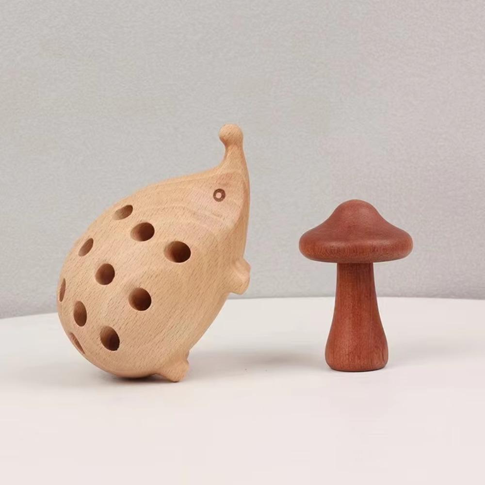 21 Holes Pencil Stand Set Wooden Art Pen Container Multi-function Hedgehog Pen Holder  Desk Storage
