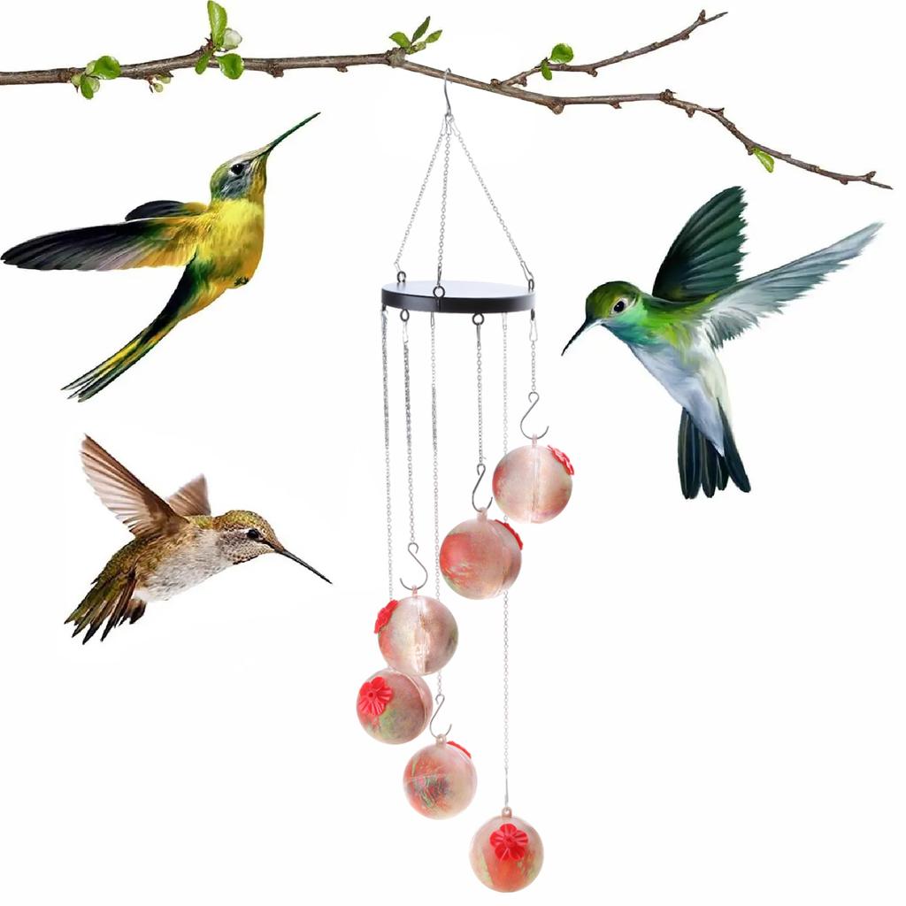Beautiful Bird Water Feeder Outdoor Garden Yard Hummingbird Water Feeder with 6 Mouth Outdoor Hanging Garden