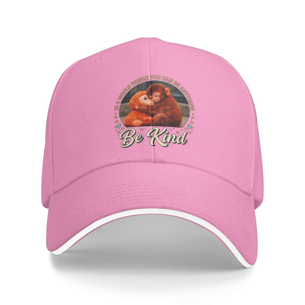 In the World Where You Can Be Anything Be Kind Monkey Punch Sun Baseball Cap Summer Unisex Design Trucker Hat Fashion Snapback Cap