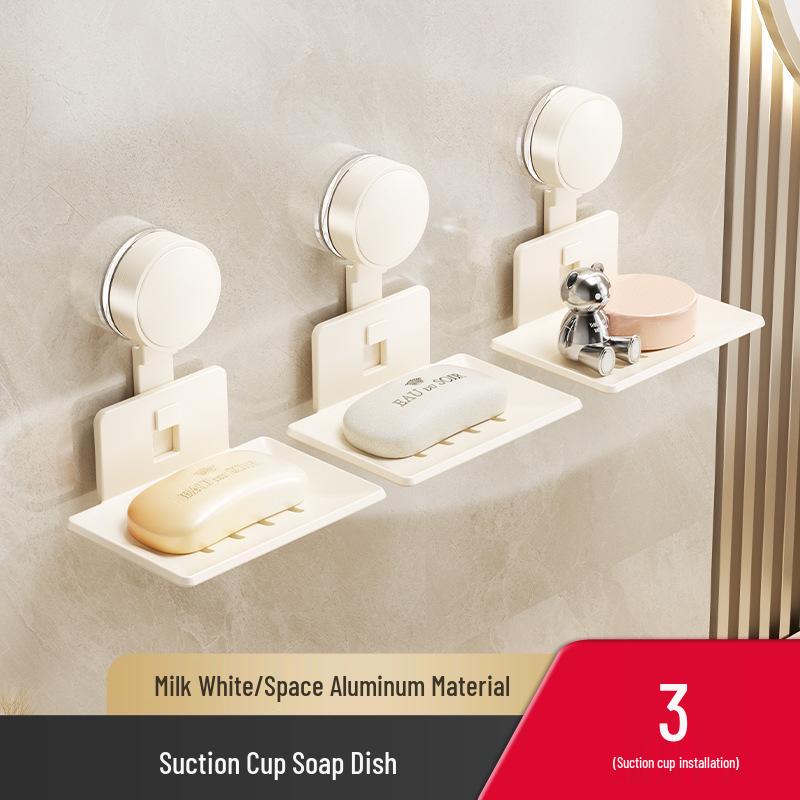 Wall-Mounted Punch-Free Aluminum Soap Holder with Suction Cup