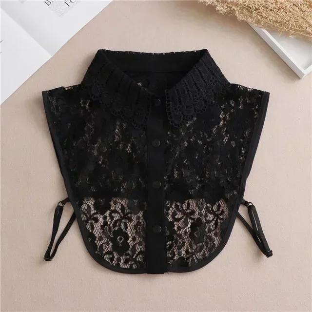 Fashion  Front Tie White Fake Collar for Women Stand Detachable Collar Fake Girls Vintage Lace Ladies False Blouse Collar