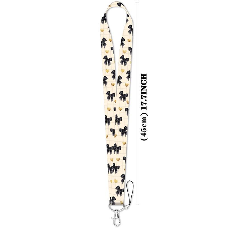 Simple Pattern Bow Phone Lanyard for Bus Card Work ID Badge Unisex Keychain Access Credit Card Holder Case Bag