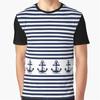Simple Fashion Anchor Striped T Shirts For Men Summer Trendy Streetwear 3D Printed T-shirts Cool Streetwear Hip Hop Tees Tops