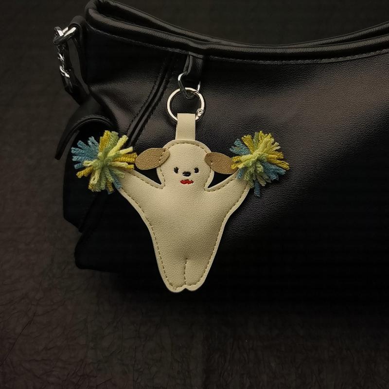 Leather Rabbit Car Keyring Bag Pendant Handmade Charm Personalized Trendy Girl Gift Bag Accessories