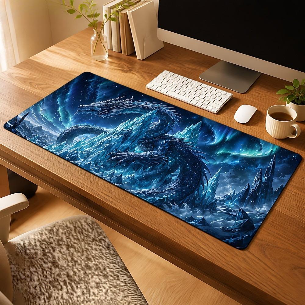 Blue Ice Crystal Dragon Starry Night Dream Pattern Mouse Pad AntiSlip Desktop Decorative Accessory Alfombrillas Gaming