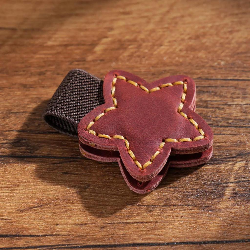 Crazy Horse Leather Magnetic Bookmark Star - PU Page Clip Holiday Gift