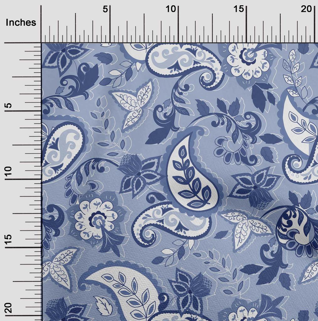 oneOone Cotton Flex Bluish Violet Fabric Asian Paisley Floral Quilting Supplies Print Sewing Fabric By The Yard 40 Inch