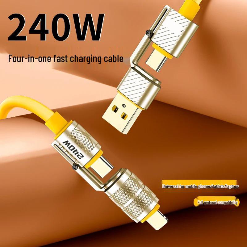 

240W 4-in-1 Mecha Fast Charging Cable for Huawei, Android, Apple Devices - Dual Fast Charging