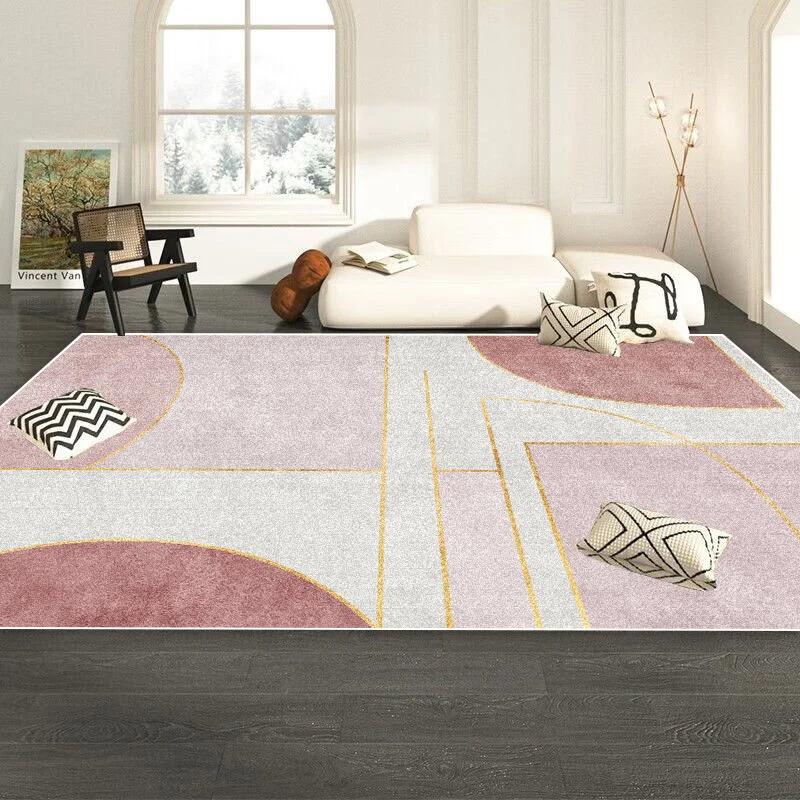 Pink Modern Simple Living Room Decoration Carpet Girl Bedroom Bedside Non-slip Rugs Home Decor Large Area Rug Washable Floor Mat