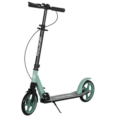One-click Folding Kick Scooter for 14+ W/ Adjustable Handlebar, Push Scooter with Kickstand, Dual Brake System, Shock Absorber