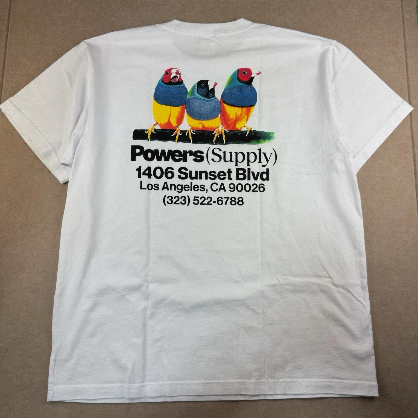 

Powers Supply T-Shirt Men s XL White Graphic Promo Birds LA Streetwear USA M