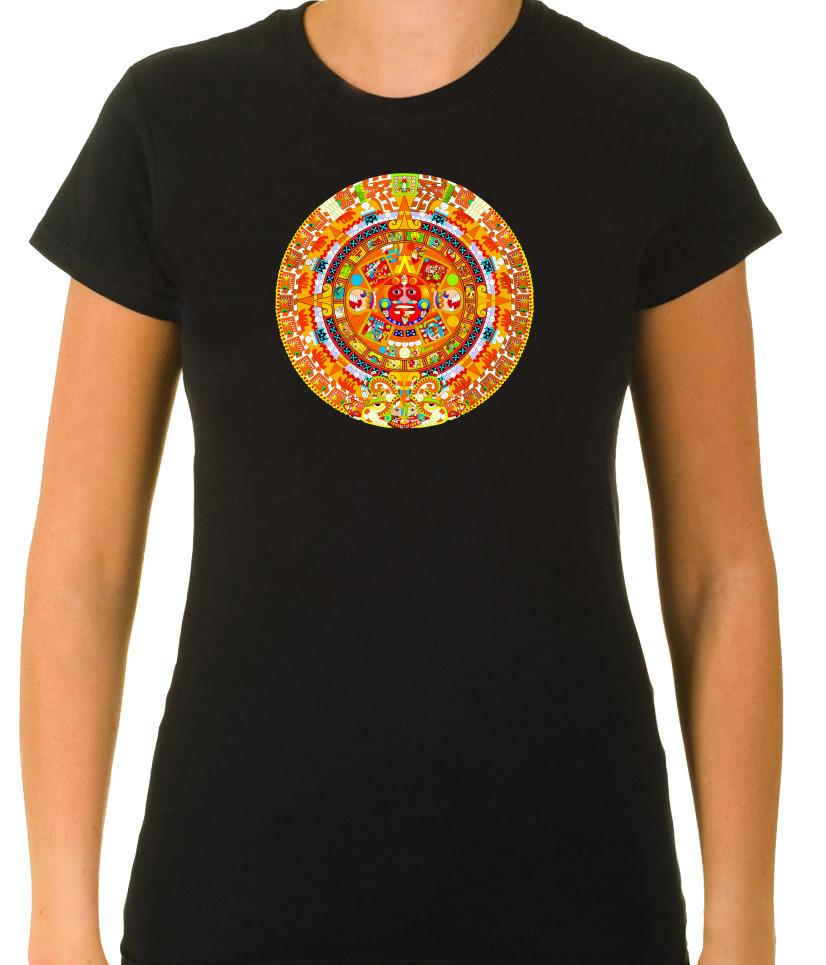 

Aztec sun stone, Symbol 3/4 Short Sleeve T Shirt Woman G101 3XL
