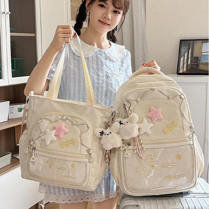 High Value Schoolbags for Female Junior High School Students  Large Capacity Cute and Light Make Up Bags  Shoulder Bags.