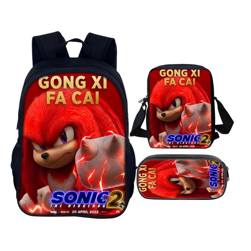 Sonic The Hedgehog 2 Book Bag Set With Waterresistant Polyester For School And Travel