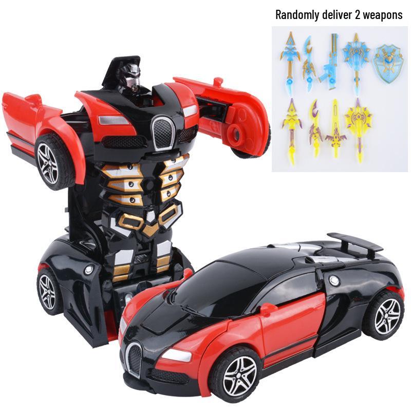 Children's Deformation Toy Car - One-Key Inertia Impact Puzzle Vehicle