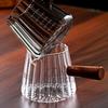 Glass Milk Frothing Cup 180Ml with Wooden Handle Double Measurement Lines and Pour Spout Espresso Shot Glass for Coffee Station Kitchen Tasks