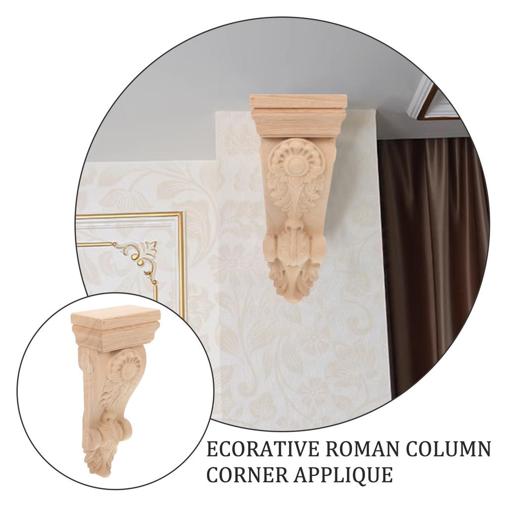 Wooden Corner Onlay Corbel Decorative Solid Wood Roman Column Wall Applique for Furniture Molding Detail Corbels Decorative