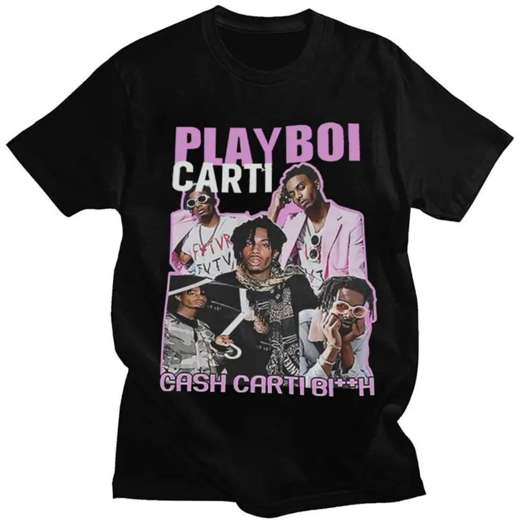 Hip Hop Playboi Carti T-shirt Men Graphic Print T-shirts Male Summer Cotton Oversized Short Sleeve Tee Shirt Streetwear