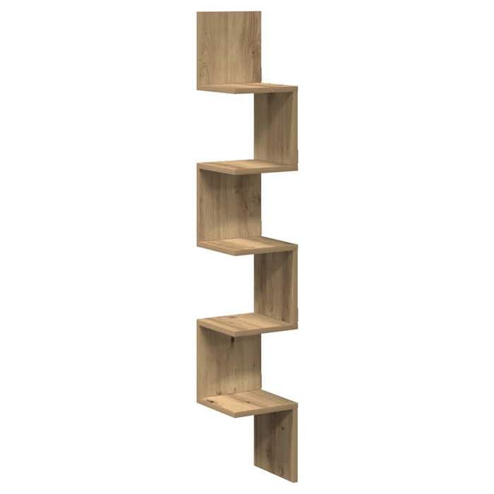 VidaXL Étagère d'angle murale chêne artisanal 20x20x127,5 cm, étagère murale, étagère suspendue, étagère murale suspendue, 856615