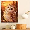Golden Owl Pattern 5D Pearl Painting Kit with Frame DIY Sparkling Bead Canvas Art Relaxing Craft for Bedroom Decor Wall Art Ornament