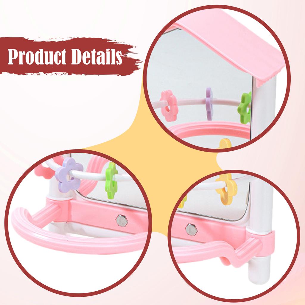 Bird Mirror Toy with Perch Stand Activity Center Parrot Chewing Toy Cage Accessories for Parakeet Cockatiel Conure Lovebird