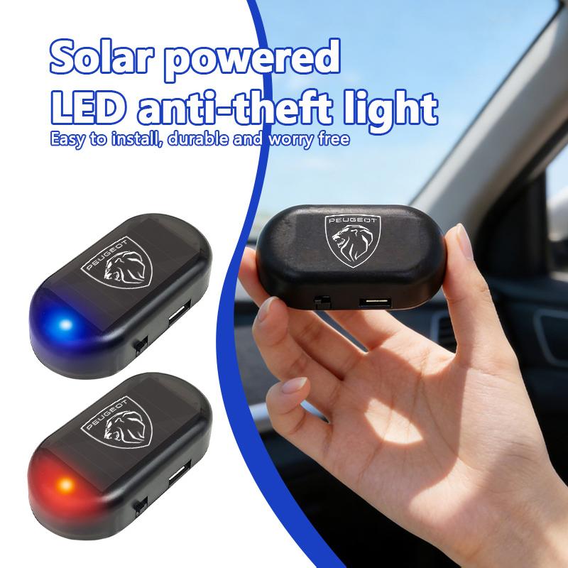 Solar Car LED Alarm Light Anti-Theft Security Warning Flash Lamp For Peugeot GTLine 308 508 5008 3008 RI 406 607 RCZ 301 208 GT