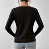 Large Size Women's Simple Solid Color Long-sleeved Top Casual and Comfortable Daily Wear
