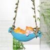 Resin Cute Swing Cat Sculpture Orange Cat On Hammock Hanging Ornament