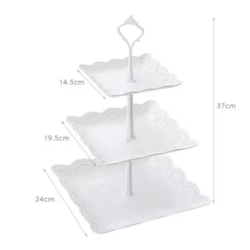 

3 Tier Cake Stand Display Cupcake Rack Afternoon Tea Snack Fruit Plate Tray Wedding Party Xmas Brithday Dessert Table Decorate
