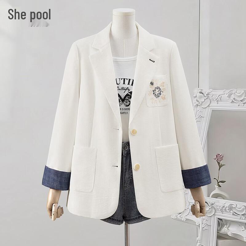 Women s Embroidered Business Casual Blazer M