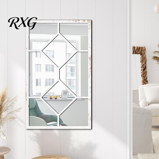 Boho Style Wall Mirror Stickers Arched Window Decor, Wooden Frame Acrylic Fake Mirror, Modern Art Self-Adhesive Windowpane Sticker for Living