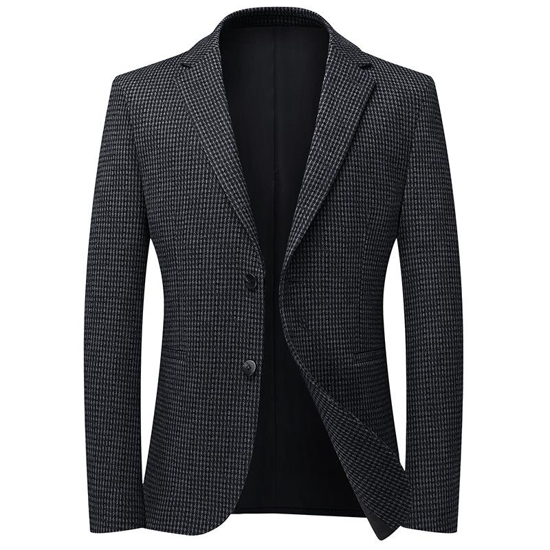 Spring and Autumn Light Luxury Business Single West Middle-aged and Young People Solid Color Thousand Birds Grid Trend Suit Jacket