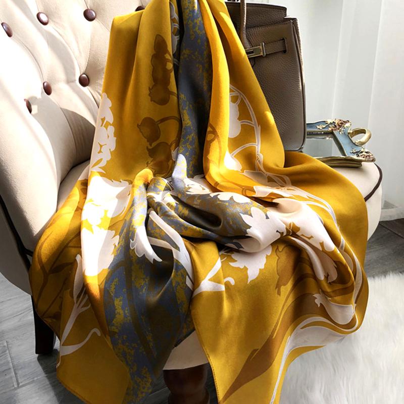 Spring Scarf Women'S Luxury Design Polyester Material Smooth Scarf Soft Shawl Beach