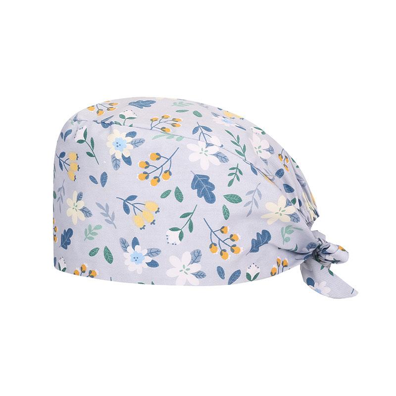new Cotton Section for Man and woman Scrubs Caps Hospital Medical Hats Black Printing Elastic Tieback Design and Pet Medical Hat