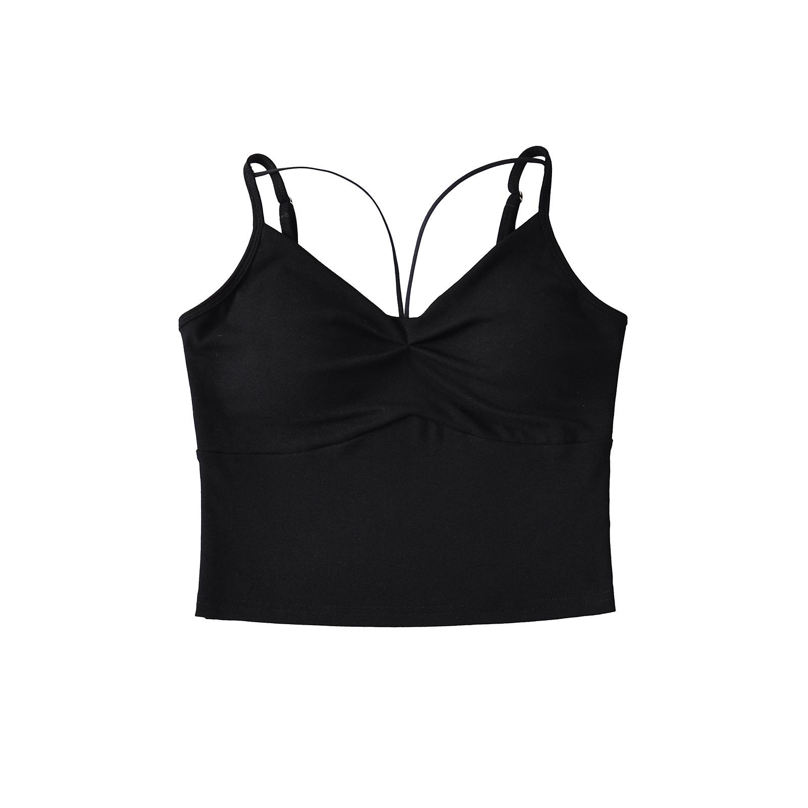 

Чистый и Сексуальный Стильный Топ-майка с нагрудной подкладкой - Женский Весенне-летний Дизайн S чёрный